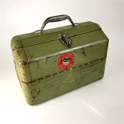 what are the old metal boxes on buildings|vintage metal fishing tackle box.